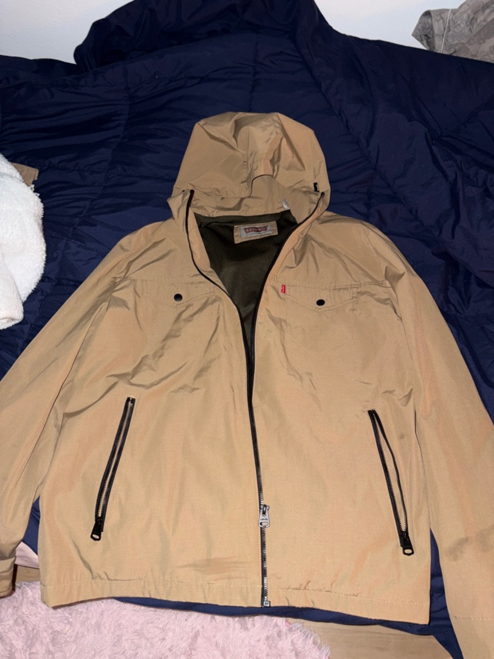 Levi's Men's Khaki Hooded Lightweight Jacket